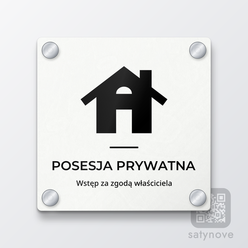 Kwadratowa tabliczka POSESJA PRYWATNA z piktogramem i podpisem