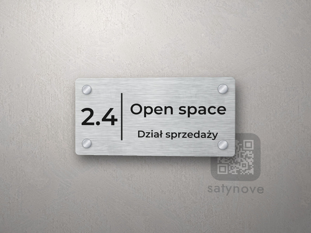 Tabliczka na drzwi z numerem 2.4 i napisem Open space, Dział sprzedaży