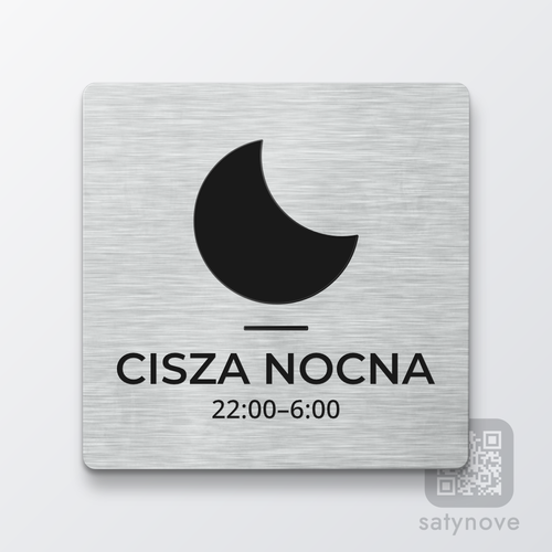 Kwadratowa tabliczka z księżycem: CISZA NOCNA 22:00–6:00