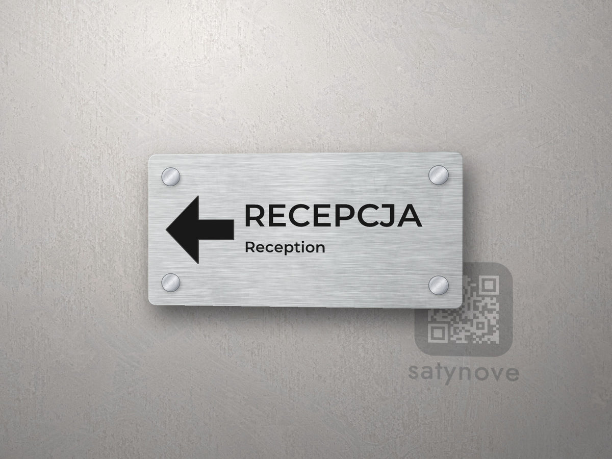 Tabliczka kierunkowa Recepcja ze strzałką w lewo