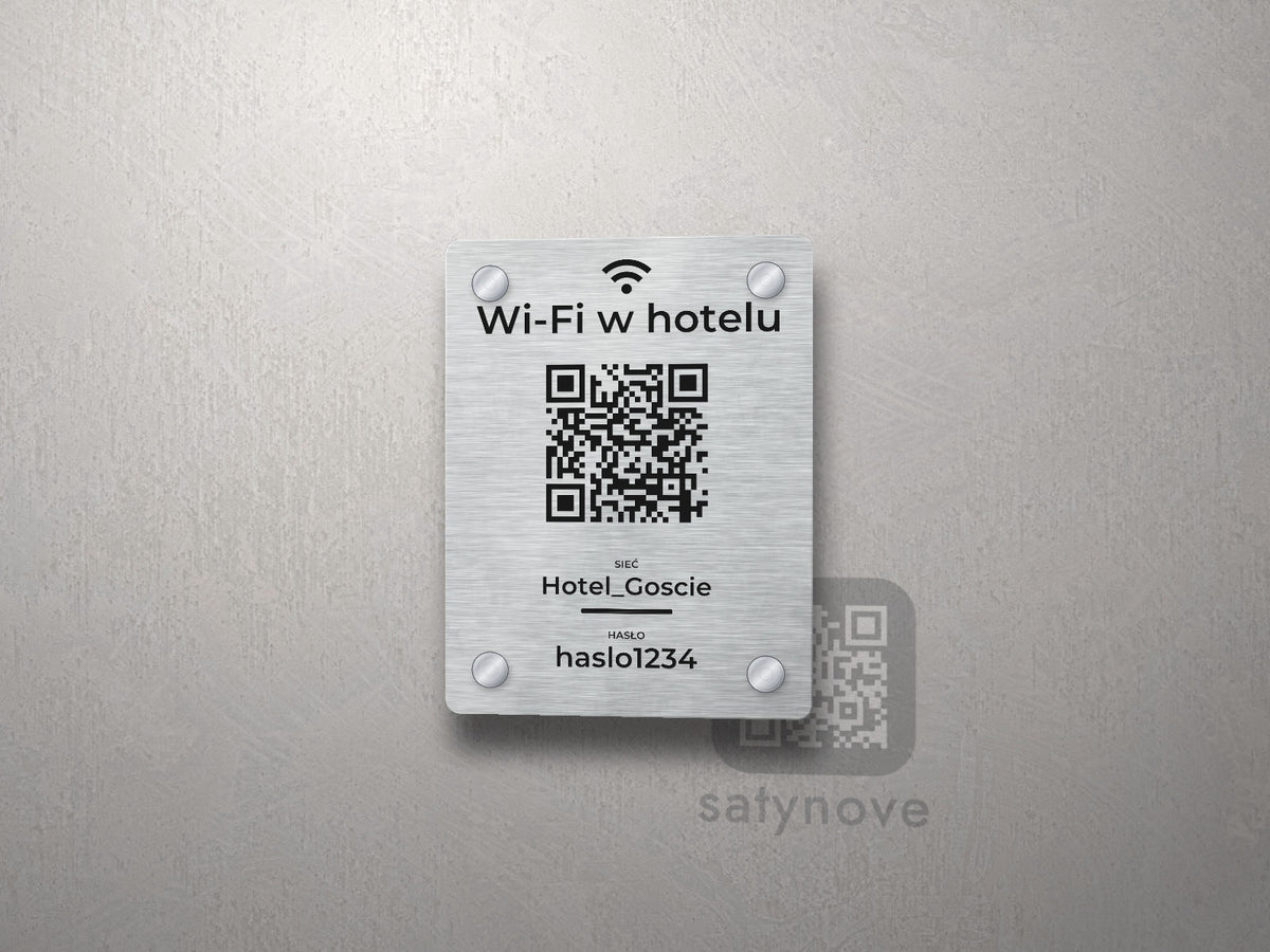 Tabliczka Wi-Fi w hotelu z kodem QR