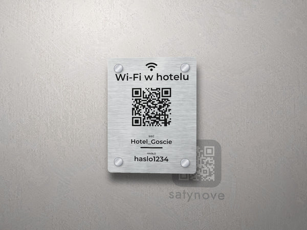 Tabliczka Wi-Fi w hotelu z kodem QR