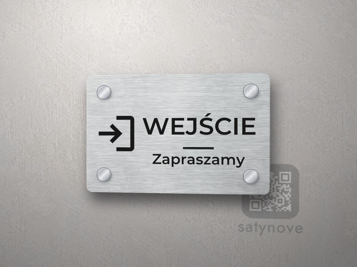 Tabliczka z piktogramem drzwi i napisem WEJŚCIE