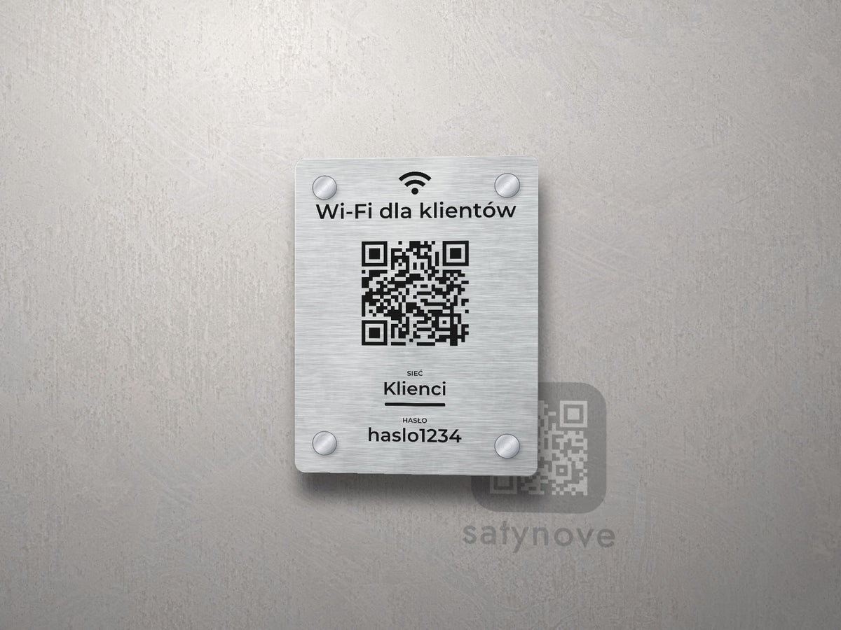Tabliczka Wi-Fi dla klientów z kodem QR