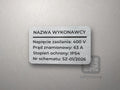 Tabliczka znamionowa rozdzielnicy i szafy sterowniczej