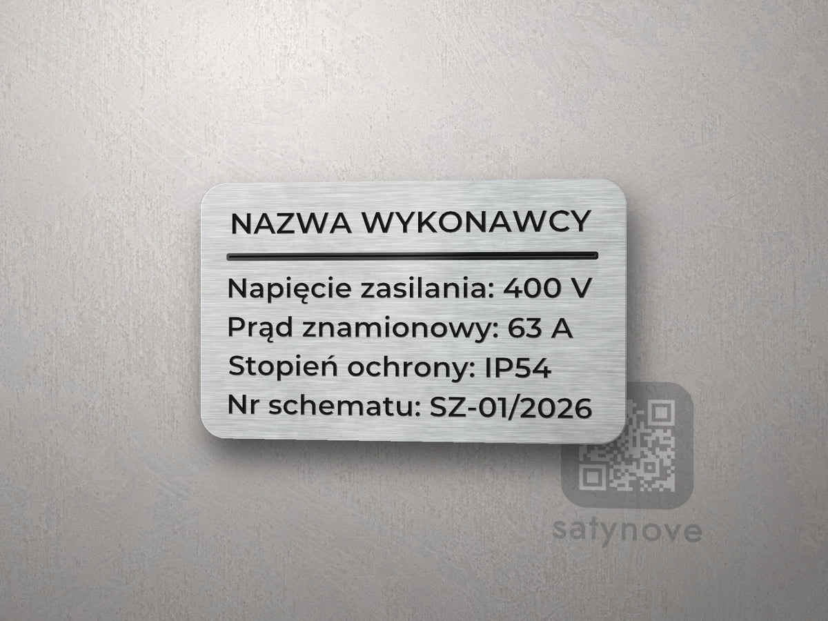 Tabliczka znamionowa rozdzielnicy i szafy sterowniczej