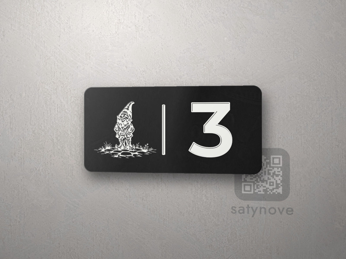 Czarna tabliczka 10 × 5 cm z numerem 3 i białą grafiką Wrocławia