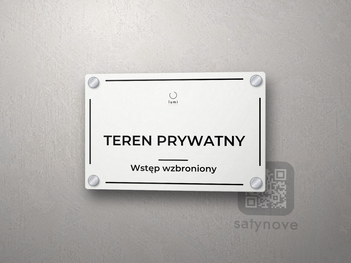 Tabliczka Teren prywatny z logo firmy w ramce