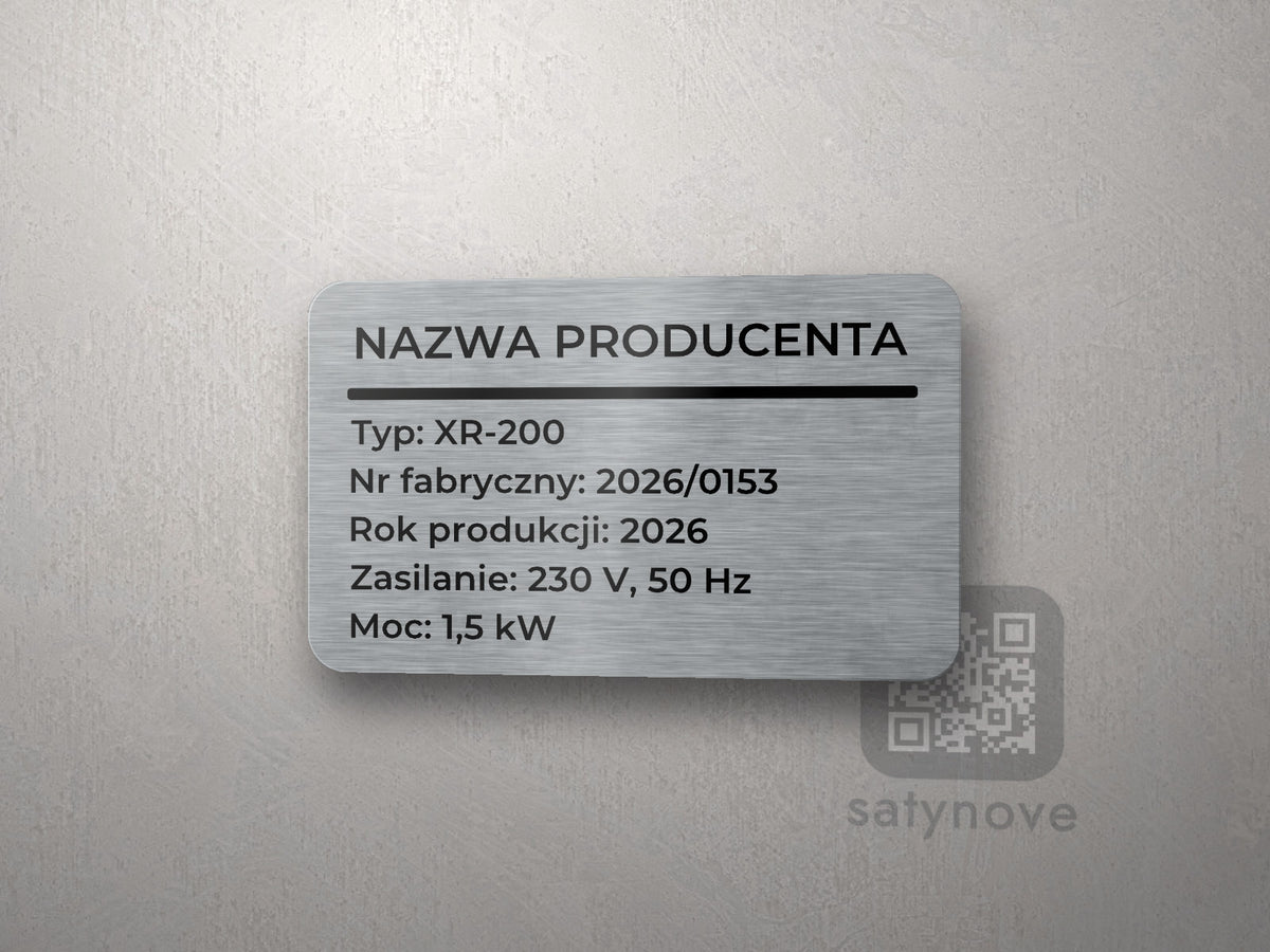 Tabliczka znamionowa urządzenia – stal