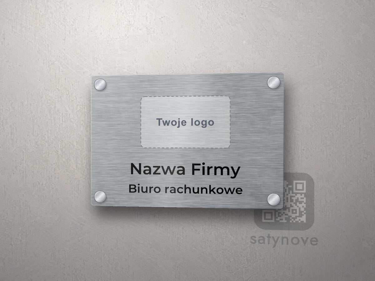 Tablica firmowa z logo A4 – stal szczotkowana