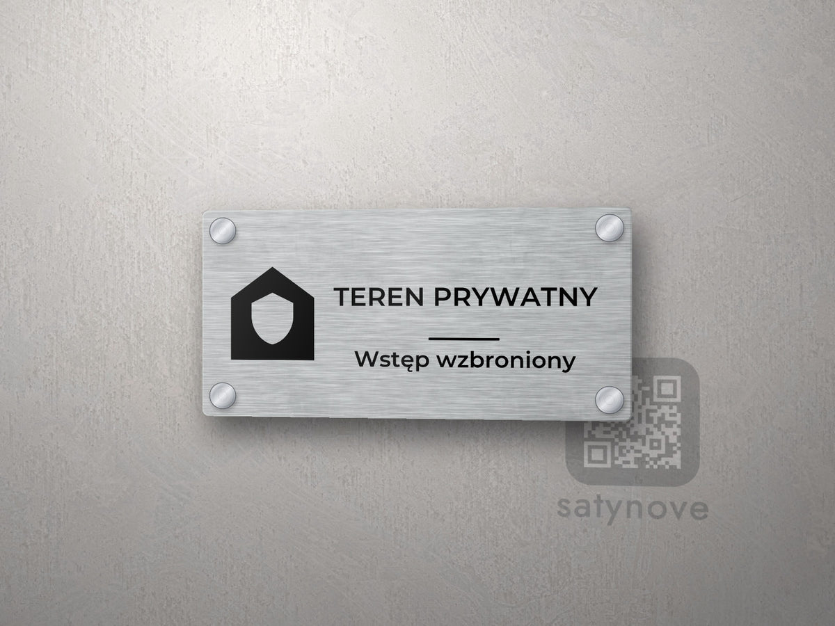 Tabliczka „Teren prywatny – wstęp wzbroniony” z piktogramem