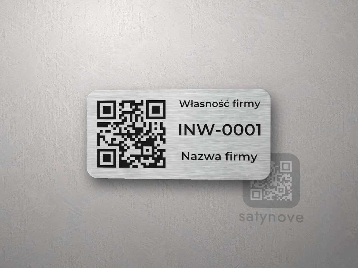 Tabliczka inwentarzowa z numerem i kodem QR