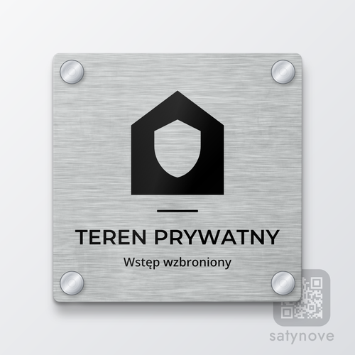 Kwadratowa tabliczka TEREN PRYWATNY z piktogramem i podpisem