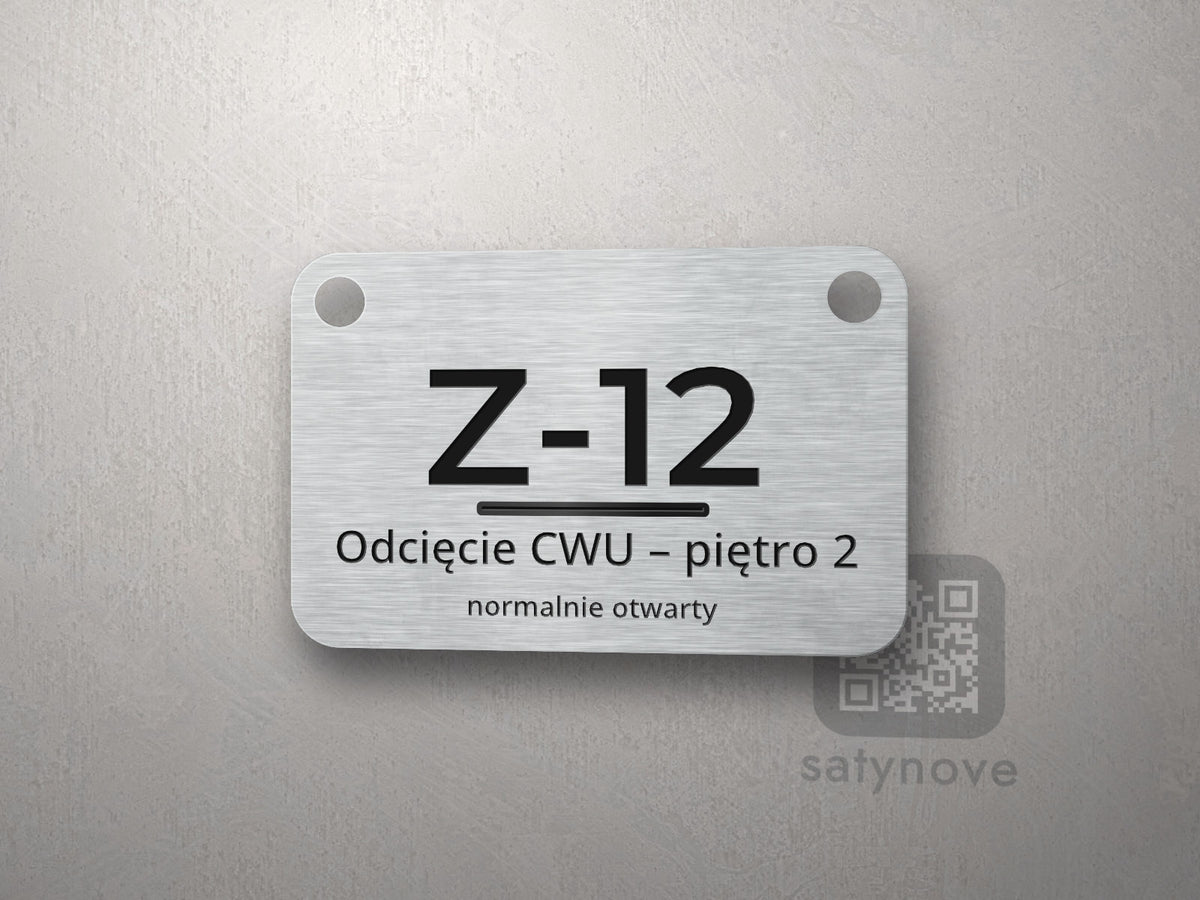 Srebrna zawieszka zaworu Z-12 Odcięcie CWU – piętro 2 normalnie otwarty