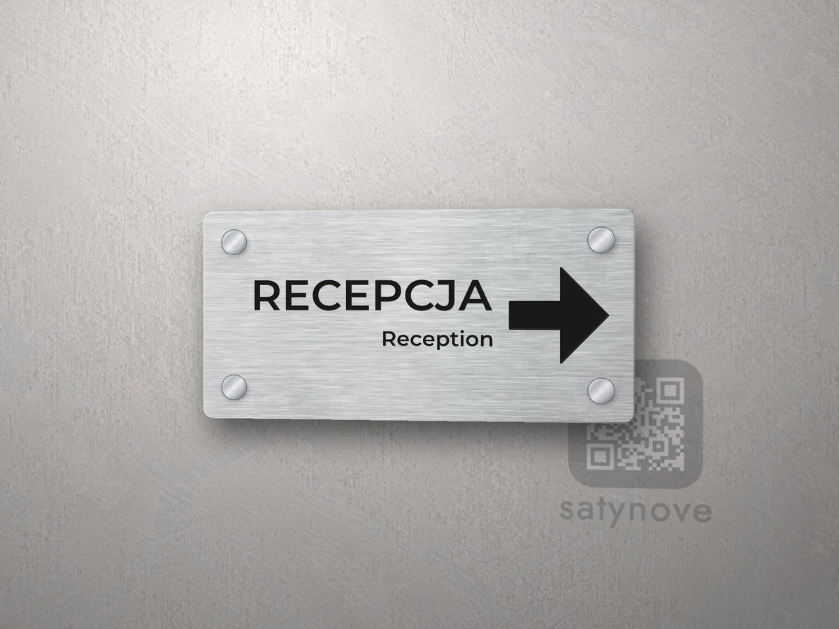 Tabliczka kierunkowa Recepcja ze strzałką w prawo