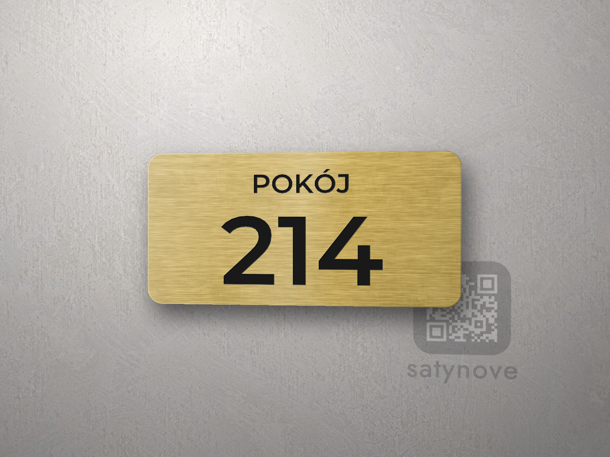 Numer pokoju hotelowego – złota tabliczka
