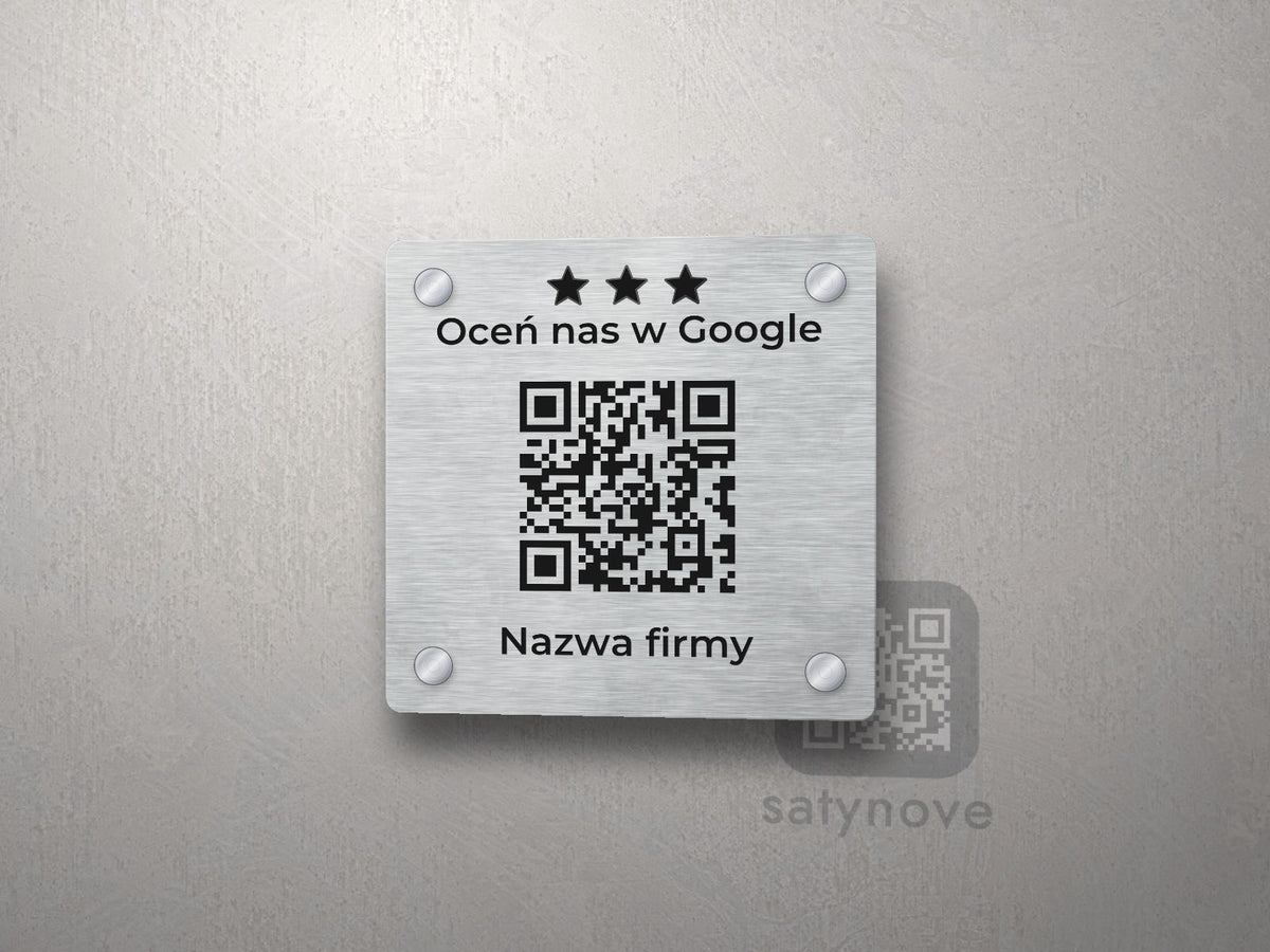 Tabliczka „Oceń nas w Google” z kodem QR