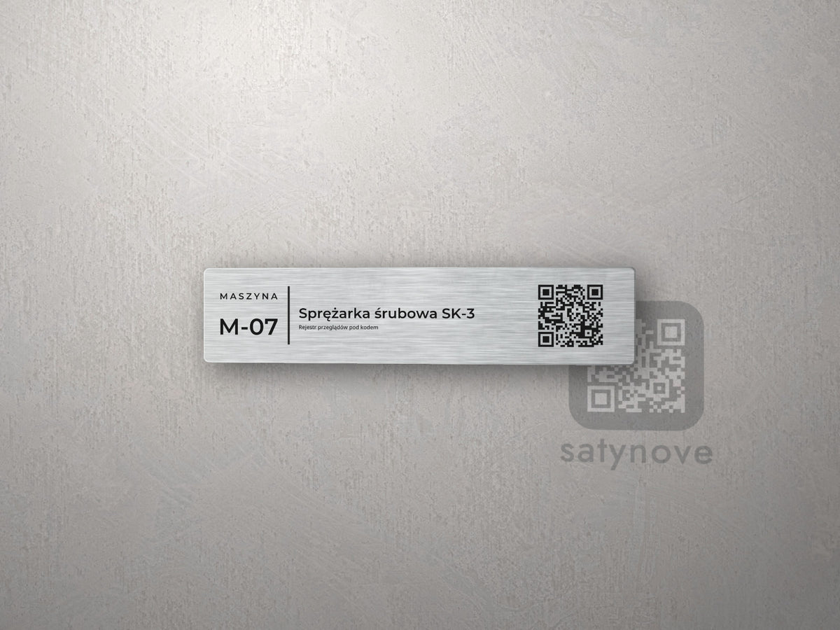 Srebrny pasek MASZYNA M-07 Sprężarka śrubowa SK-3 z kodem QR
