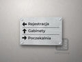 Tabliczka kierunkowa Rejestracja, Gabinety, Poczekalnia