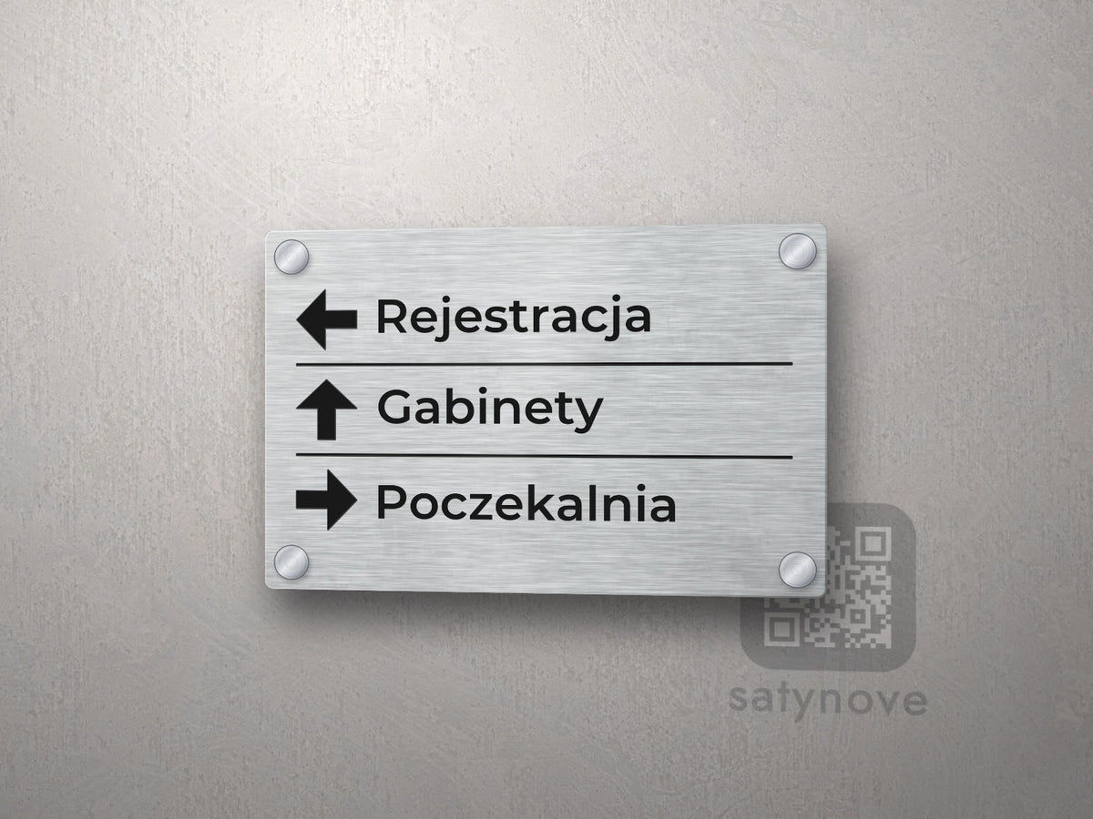 Tabliczka kierunkowa Rejestracja, Gabinety, Poczekalnia