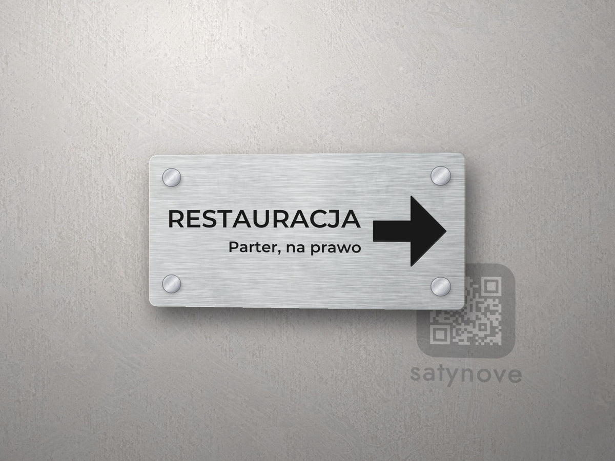 Tabliczka kierunkowa Restauracja ze strzałką w prawo