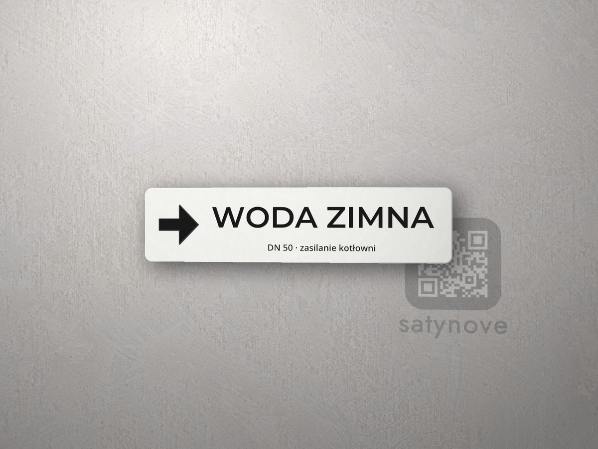 Biały pasek ze strzałką w prawo: WODA ZIMNA, DN 50 · zasilanie kotłowni