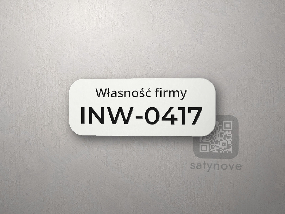 Mała biała tabliczka: Własność firmy, INW-0417