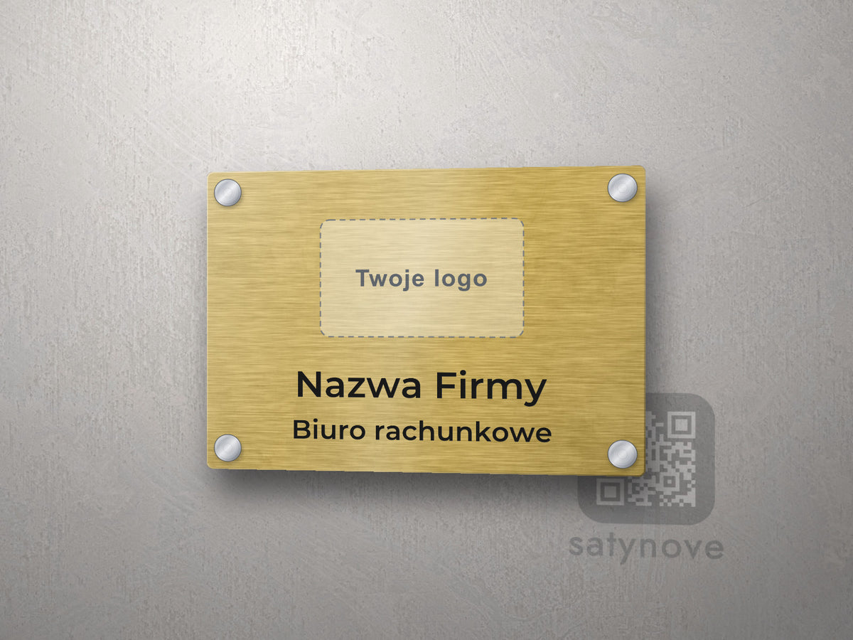 Tabliczka firmowa z logo – złoty laminat