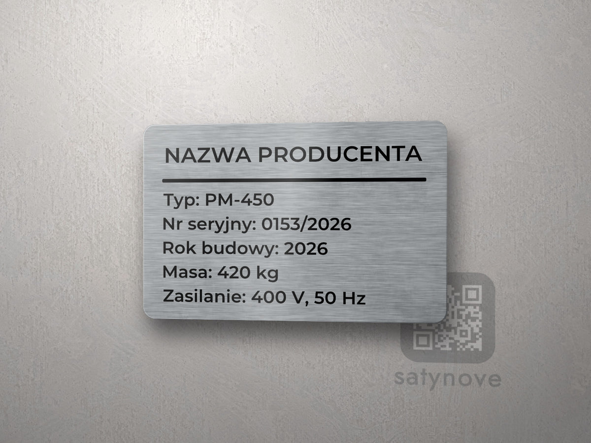 Tabliczka znamionowa maszyny