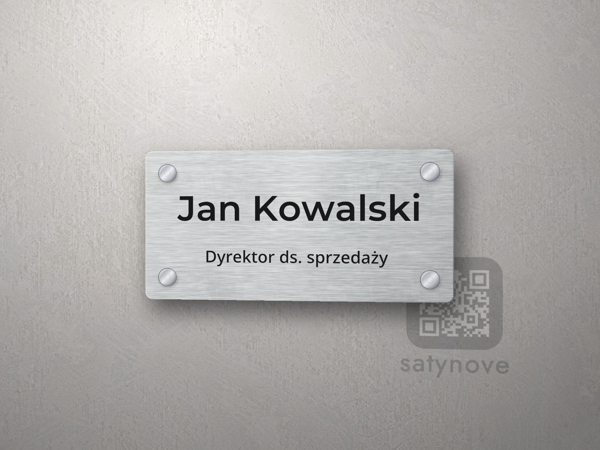 Tabliczka na drzwi z imieniem, nazwiskiem i stanowiskiem