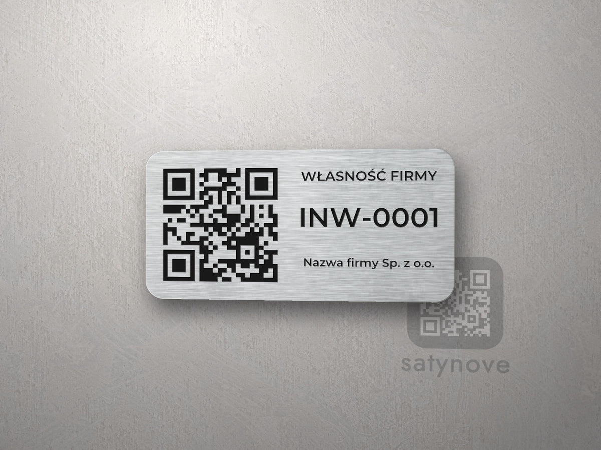 Tabliczka Własność firmy z numerem i kodem QR