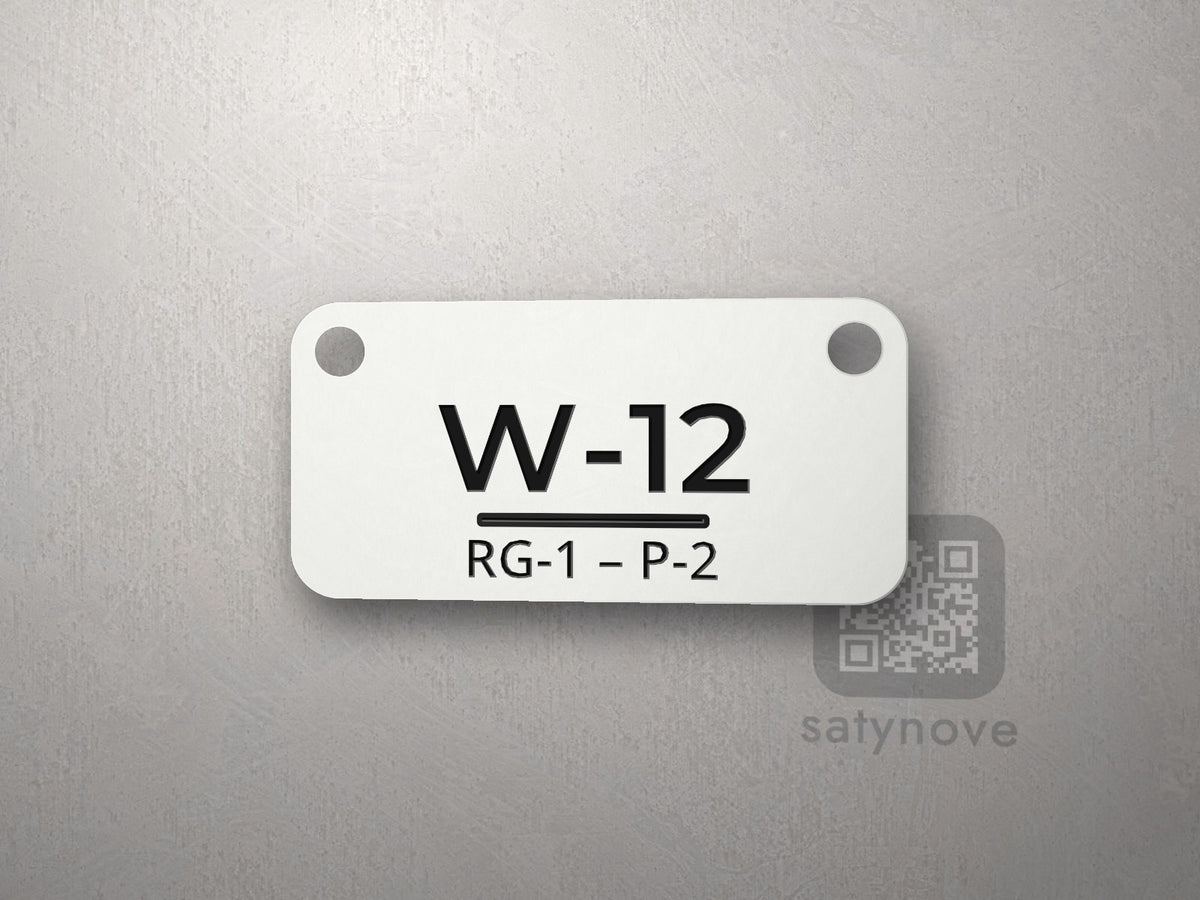 Biała zawieszka kablowa W-12 z trasą RG-1 – P-2 i dwoma otworami