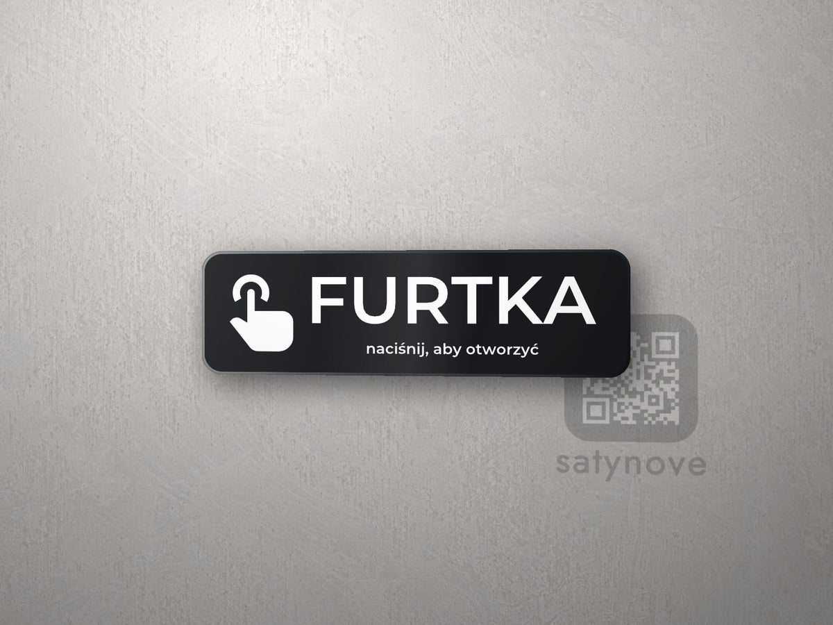 Tabliczka FURTKA z piktogramem palca przy przycisku