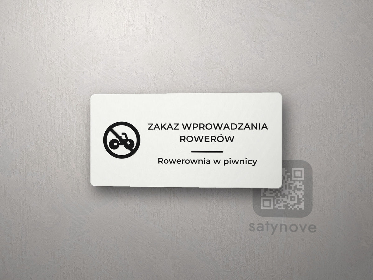 Tabliczka z piktogramem: ZAKAZ WPROWADZANIA ROWERÓW, Rowerownia w piwnicy