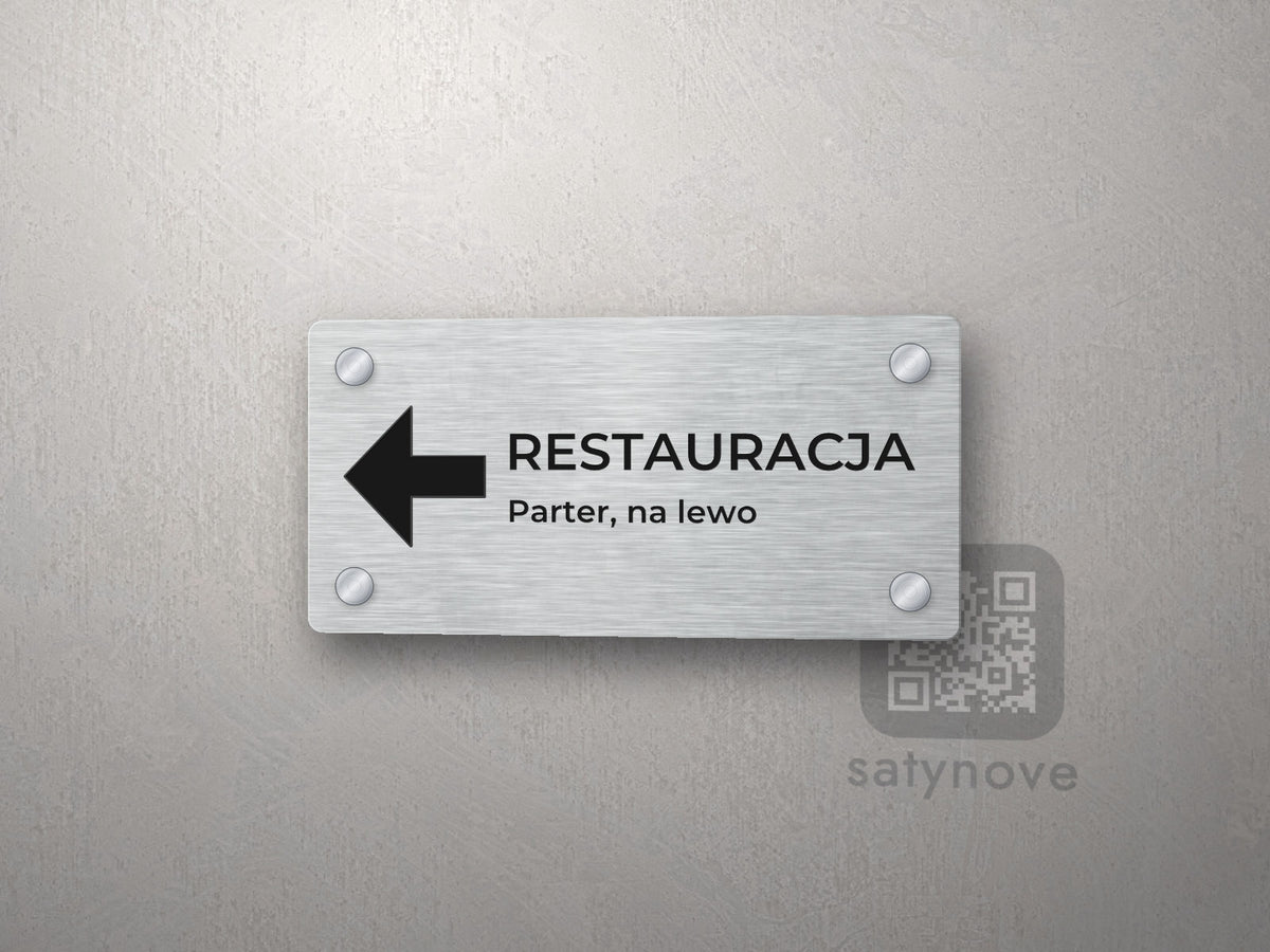 Tabliczka kierunkowa Restauracja ze strzałką w lewo